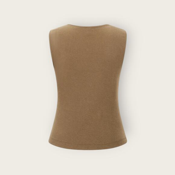 Micas Asymmetric Buckle Strap Knit Tank Top – Khaki – NWT - Picture 2 of 6